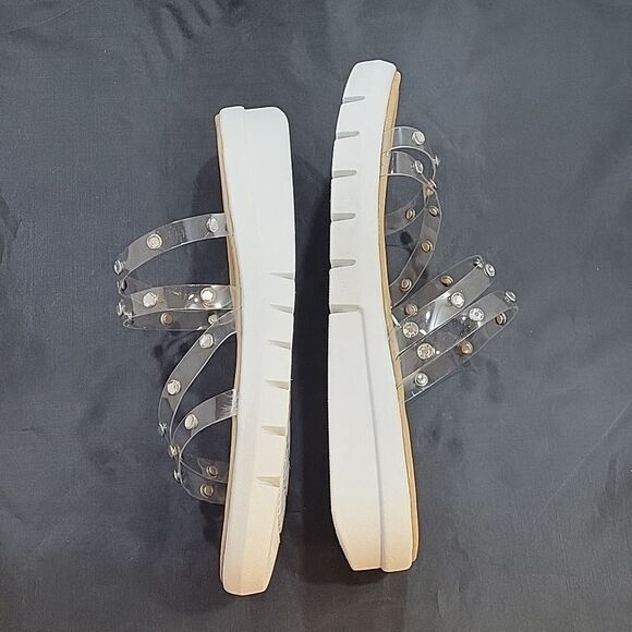 BRAND NEW OLIVIA &KATE STUDDED CLEAR MULTI-STRAP SLIP-ON WOMEN"S SANDAL - Picture 11 of 12
